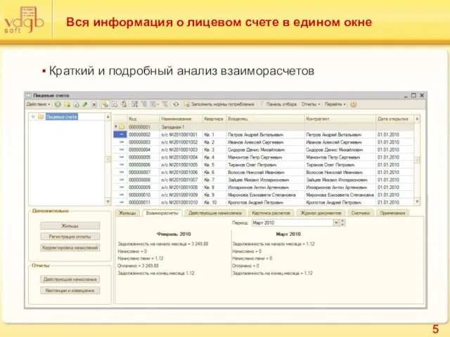 Вся информация о лицевом счете в едином окне Краткий и подробный анализ взаиморасчетов