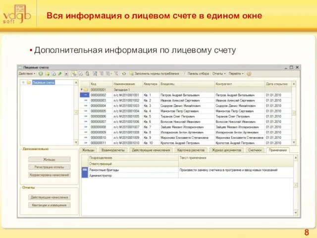 Вся информация о лицевом счете в едином окне Дополнительная информация по лицевому счету