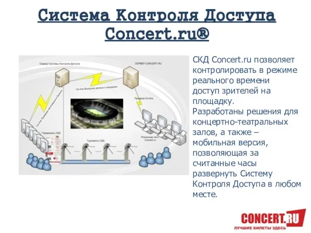 Система Контроля Доступа Concert.ru® . СКД Concert.ru позволяет контролировать в режиме реального