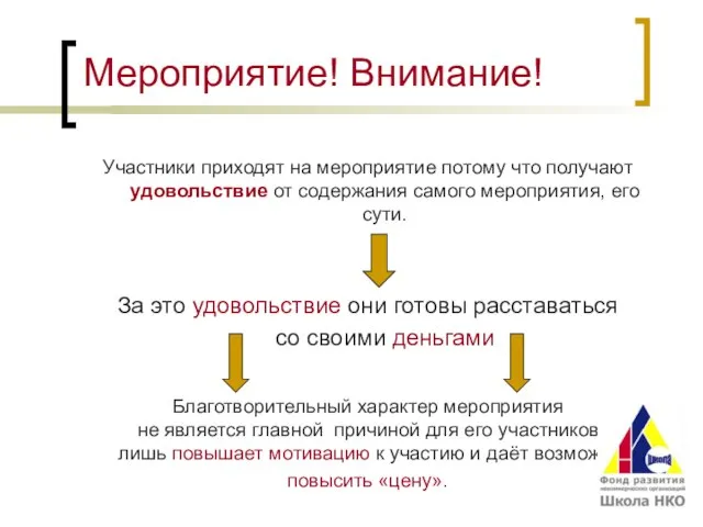 Мероприятие! Внимание! Участники приходят на мероприятие потому что получают удовольствие от содержания