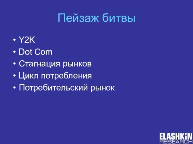 Пейзаж битвы Y2K Dot Com Стагнация рынков Цикл потребления Потребительский рынок