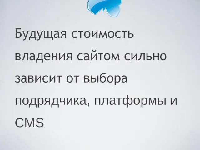 Будущая стоимость владения сайтом сильно зависит от выбора подрядчика, платформы и CMS