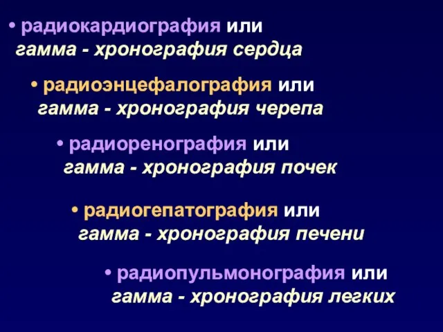 радиокардиография или гамма - хронография сердца радиоэнцефалография или гамма - хронография черепа