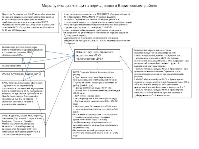 Маршрутизация женщин в период родов в Бирилюсском районе ФАПы (Кирчиж, Зачулымка, Проточный)