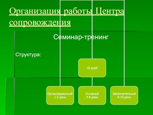 Организация работы Центра сопровождения Семинар-тренинг Структура: