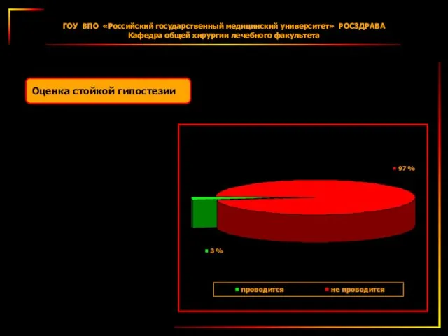 Оценка стойкой гипостезии ГОУ ВПО «Российский государственный медицинский университет» РОСЗДРАВА Кафедра общей хирургии лечебного факультета