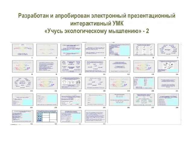 Разработан и апробирован электронный презентационный интерактивный УМК «Учусь экологическому мышлению» - 2