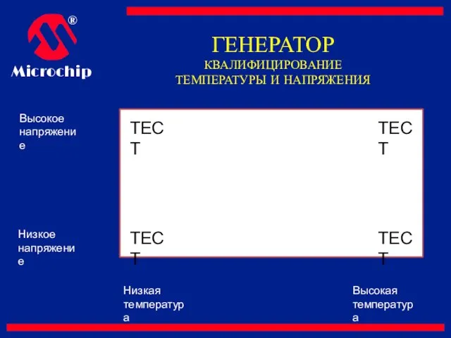 ГЕНЕРАТОР КВАЛИФИЦИРОВАНИЕ ТЕМПЕРАТУРЫ И НАПРЯЖЕНИЯ ТЕСТ ТЕСТ ТЕСТ ТЕСТ Высокое напряжение Низкое