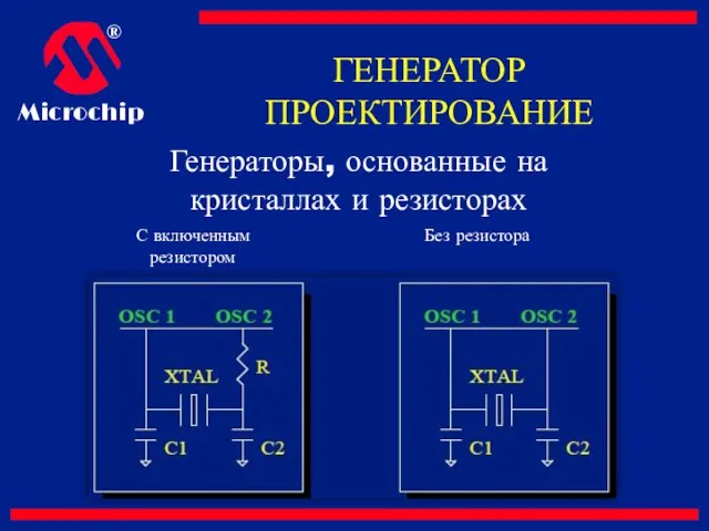 ГЕНЕРАТОР ПРОЕКТИРОВАНИЕ Генераторы, основанные на кристаллах и резисторах С включенным резистором Без резистора