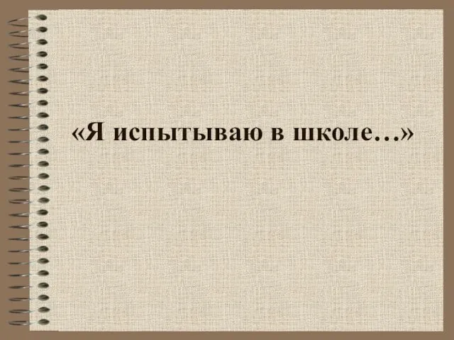 «Я испытываю в школе…»