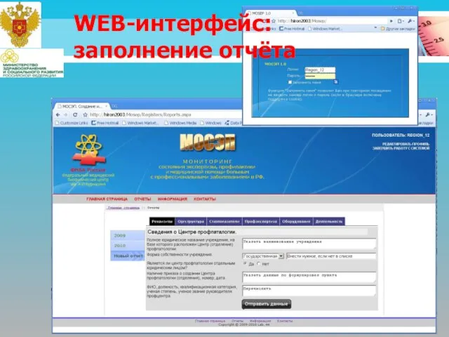 WEB-интерфейс: заполнение отчёта