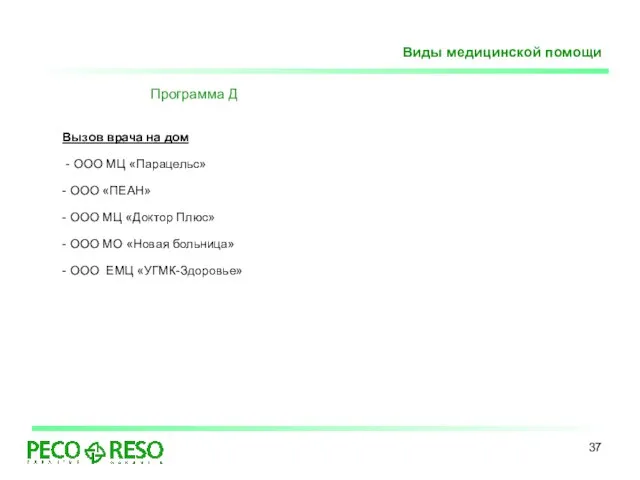 Программа Д Вызов врача на дом - ООО МЦ «Парацельс» - ООО