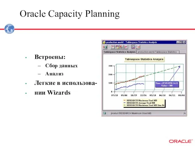 Oracle Capacity Planning Встроены: Сбор данных Анализ Легкие в использова- нии Wizards