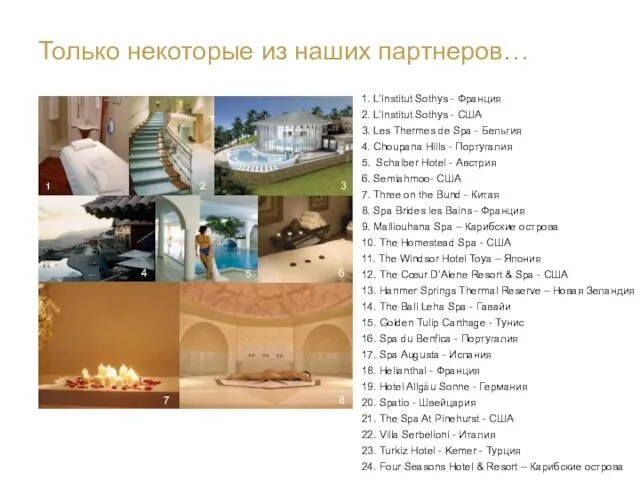 Только некоторые из наших партнеров… 1. L’Institut Sothys - Франция 2. L’Institut