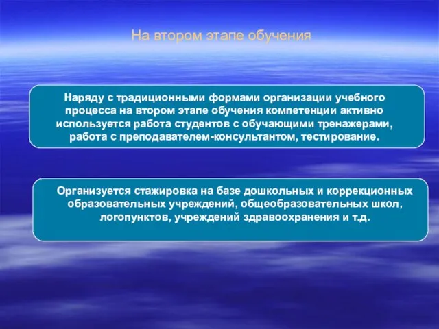 На втором этапе обучения Наряду с традиционными формами организации учебного процесса на