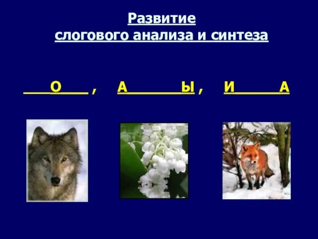 ___О___ , А______Ы , И_____А Развитие слогового анализа и синтеза