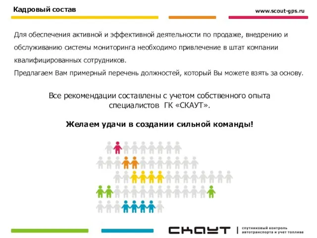 Кадровый состав Для обеспечения активной и эффективной деятельности по продаже, внедрению и