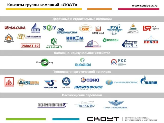 Клиенты группы компаний «СКАУТ» www.scout-gps.ru