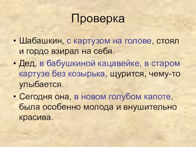 Проверка Шабашкин, с картузом на голове, стоял и гордо взирал на себя.