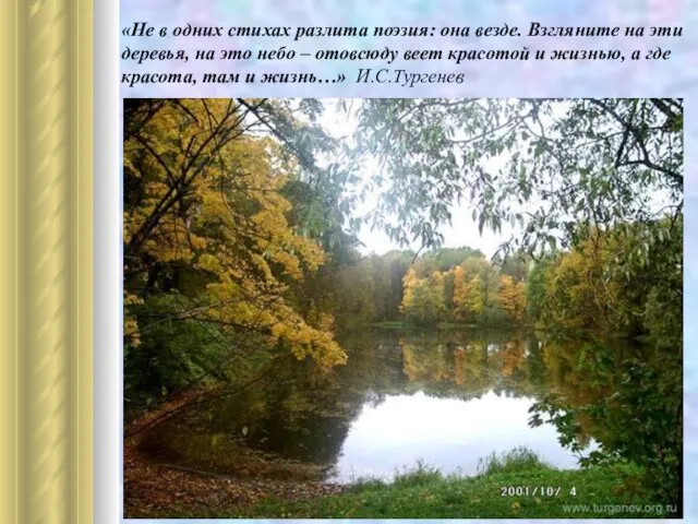 «Не в одних стихах разлита поэзия: она везде. Взгляните на эти деревья,