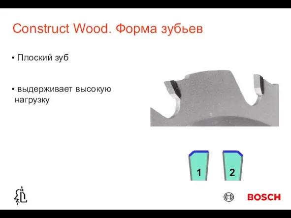 Construct Wood. Форма зубьев Плоский зуб выдерживает высокую нагрузку