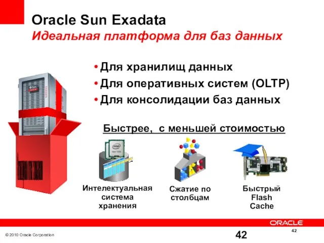 © 2010 Oracle Corporation Oracle Sun Exadata Идеальная платформа для баз данных