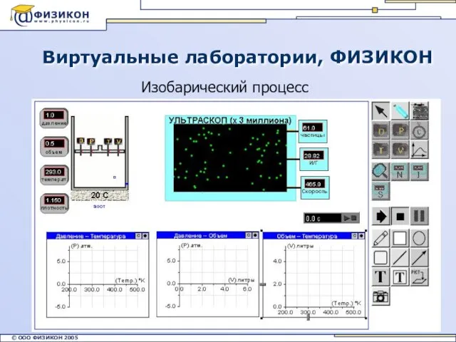 Виртуальные лаборатории, ФИЗИКОН Изобарический процесс