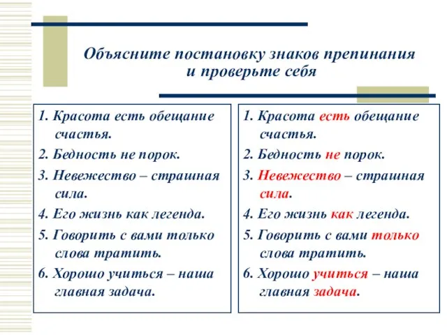 Объясните постановку знаков препинания и проверьте себя 1. Красота есть обещание счастья.