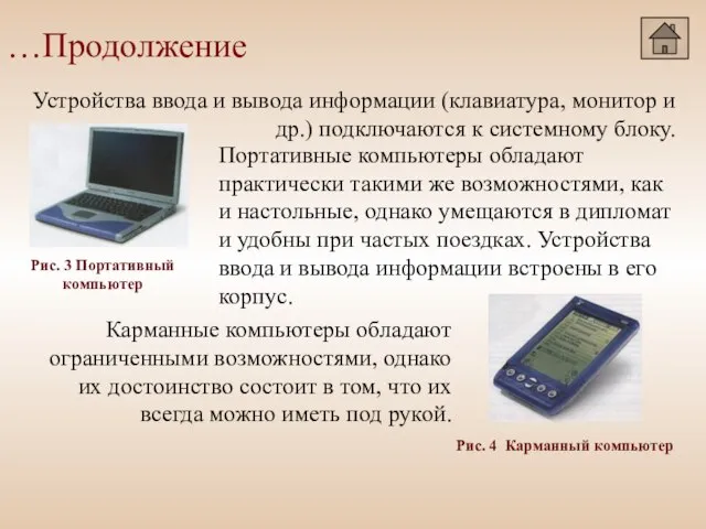 …Продолжение Устройства ввода и вывода информации (клавиатура, монитор и др.) подключаются к