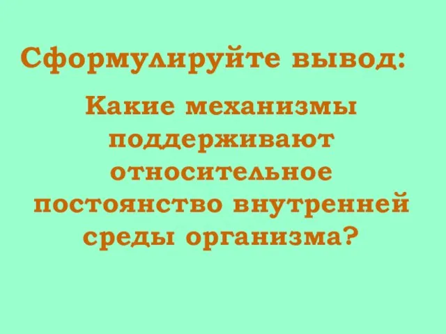 Сформулируйте вывод: Какие механизмы поддерживают относительное постоянство внутренней среды организма?