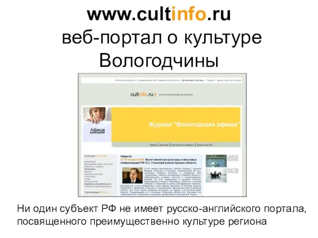 www.cultinfo.ru веб-портал о культуре Вологодчины Ни один субъект РФ не имеет русско-английского