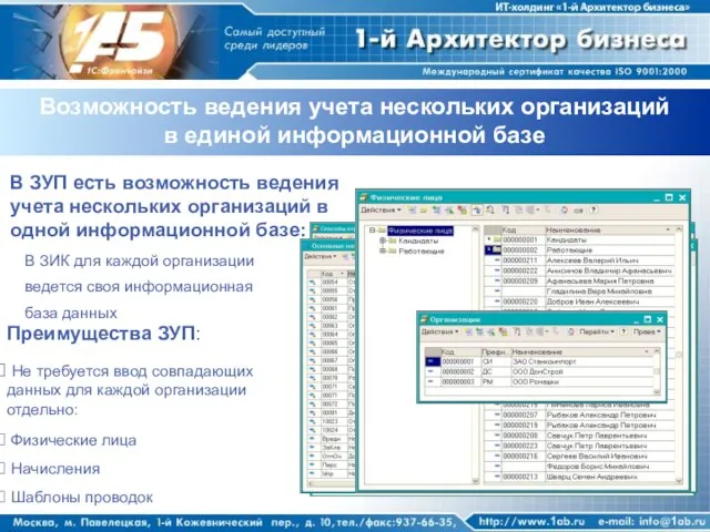 Возможность ведения учета нескольких организаций в единой информационной базе В ЗУП есть