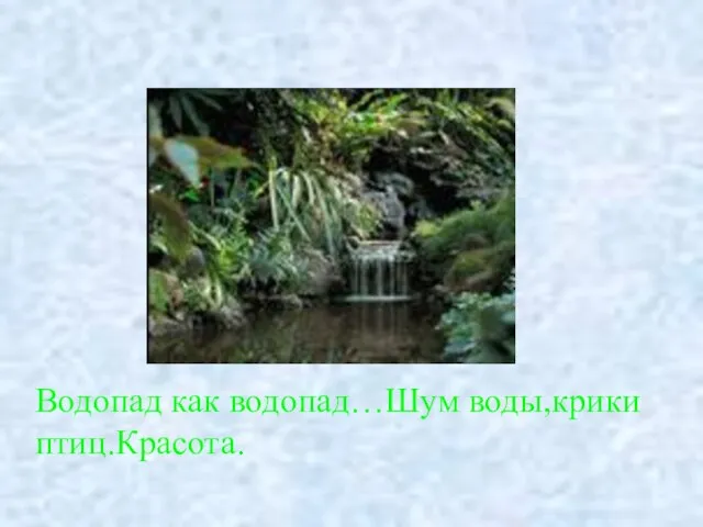 Водопад как водопад…Шум воды,крики птиц.Красота.