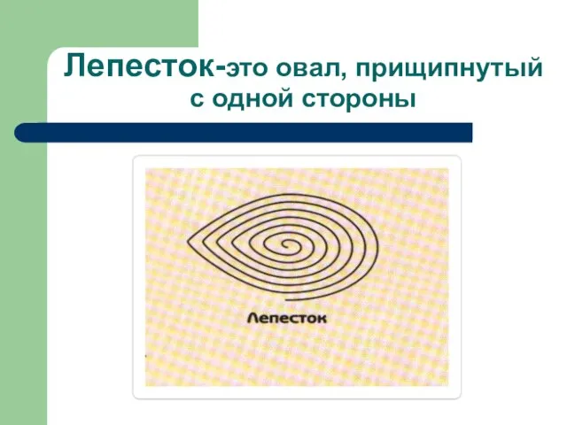 Лепесток-это овал, прищипнутый c одной стороны