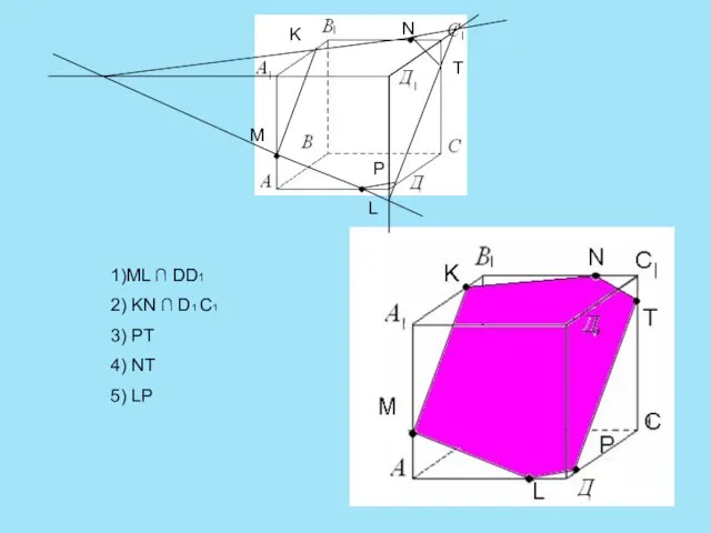 N L M K Р Т 1)ML ∩ DD1 2) KN ∩