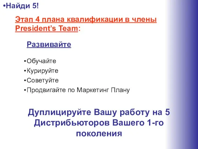 Развивайте Обучайте Курируйте Советуйте Продвигайте по Маркетинг Плану Этап 4 плана квалификации