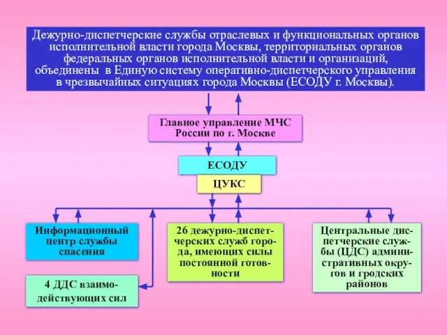 Главное управление МЧС России по г. Москве ЕСОДУ ЦУКС Информационный центр службы