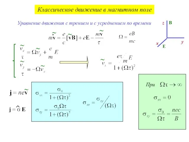 Классическое движение в магнитном поле . ~ ~ ~ Уравнение движения с