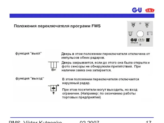 02.2007 PMS, Viktor Kutnenko Положения переключателя программ FWS