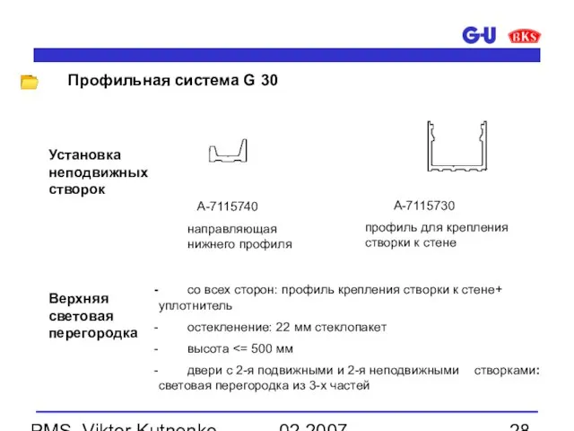 02.2007 PMS, Viktor Kutnenko A-7115730 профиль для крепления створки к стене A-7115740