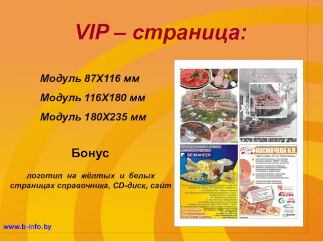 www.b-info.by VIP – страница: Модуль 87Х116 мм Модуль 116Х180 мм Модуль 180Х235