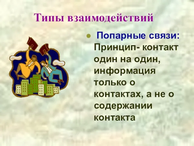 Попарные связи: Принцип- контакт один на один, информация только о контактах, а