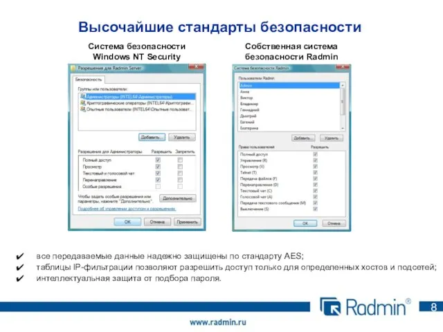 Высочайшие стандарты безопасности все передаваемые данные надежно защищены по стандарту AES; таблицы