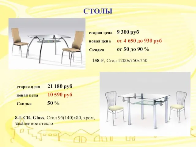 СТОЛЫ СТОЛЫ 158-F, Стол 1200х750х750 8-L CR, Glass, Стол 95(140)х80, хром, закаленное стекло