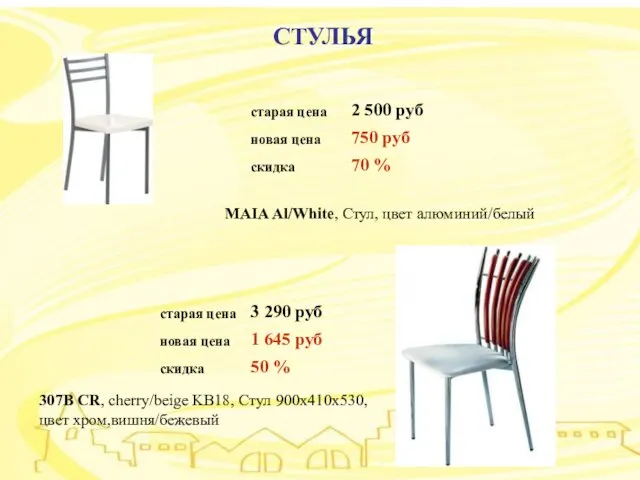 СТУЛЬЯ СТУЛЬЯ MAIA Al/White, Стул, цвет алюминий/белый 307B CR, cherry/beige KB18, Стул 900х410х530, цвет хром,вишня/бежевый