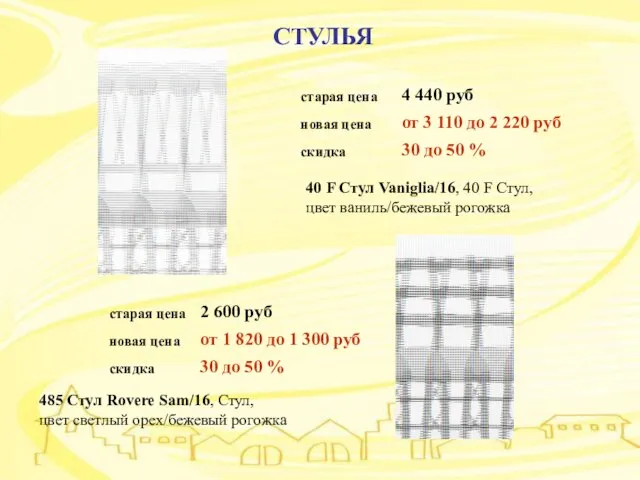 СТУЛЬЯ СТУЛЬЯ 40 F Стул Vaniglia/16, 40 F Стул, цвет ваниль/бежевый рогожка