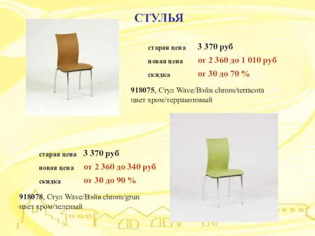 СТУЛЬЯ СТУЛЬЯ 918075, Стул Wave/Вэйв chrom/terracota цвет хром/терракотовый 918078, Стул Wave/Вэйв chrom/grun цвет хром/зеленый