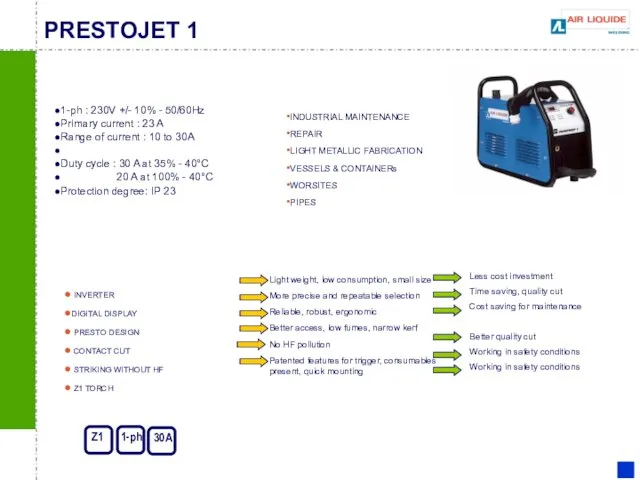 PRESTOJET 1 INDUSTRIAL MAINTENANCE REPAIR LIGHT METALLIC FABRICATION VESSELS & CONTAINERs WORSITES