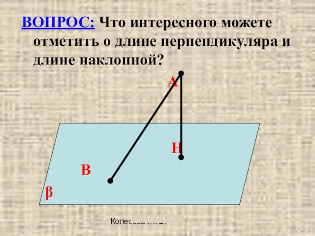 Колесова Ж. В. ВОПРОС: Что интересного можете отметить о длине перпендикуляра и