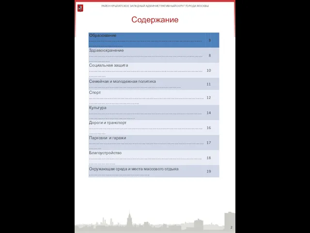 Содержание РАЙОН КРЫЛАТСКОЕ ЗАПАДНЫЙ АДМИНИСТРАТИВНЫЙ ОКРУГ ГОРОДА МОСКВЫ